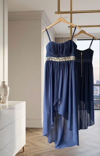Abendkleid dunkelblau mit - abendkleid,