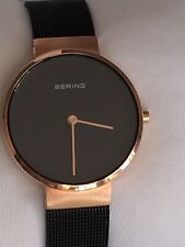 BERING Damen Armbanduhr Schwarz Rosegold NEU Saphirglas 5 ATM Milanaise Armband