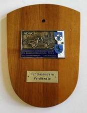 Plakette ADAC Schwäbische Zuverl.-Fahrt Bundeswehrfahrzeuge 1969 auf Holzplatte