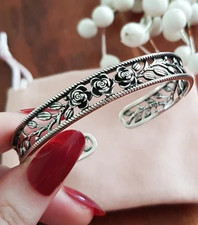 EDLES Armband 925 SILBER massiv Armkette BLUMEN ARMREIF Armzange Zirkonia Ring