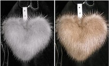 Echt Pelz Herz Anhänger mit Swarovski Elements, Bommel,Nerz,Persianer ,Fuchs  