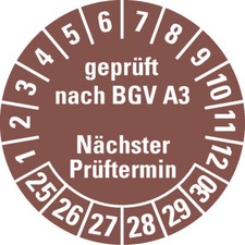 Prüfplakette gepr. BGV A3