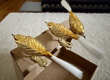 Weihnachtsschmuck Lauscha Vogel Glas in Gold, 3 Vögel zusammen