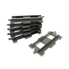 6x Lego Duplo Schienen B-Ware abgenutzt alt-dunkel grau gerade Schiene Lok 6377
