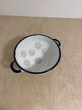 Emaille Seiher Sieb, Weiß, Vintage, Durchschlag Küchensieb