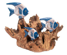 3 Fische auf Wurzelholz ca