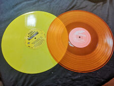 2 bunte Vinyl-Schallplatten für Deko DIY Gelb & Orange Retro farbige Platten LP