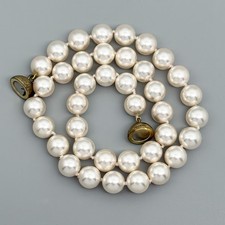 Pfeffinger Kette Muschelkernperlen & 925er Silber (vergoldet) Magnet Verschluss