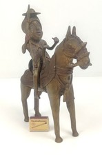 Schwer alte Bronze Skulptur Benin Nigeria Reiter Lanze Pferd Krieger König Figur