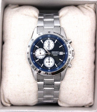 Seiko Chronograph SND365PC Dunkelblau Herrenuhr Authentischer Edelstahl Geschenk