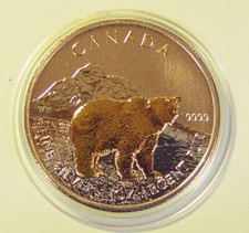 Kanada 5 CAD Dollar 2011 Grizzly Wildlife Serie 999,9er Silber 1oz vergoldet