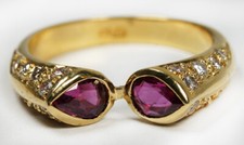 Goldschmiede 1,39ct. moderner Rubin Brillant Ring 750 Gold Gr. 53 Taubenblut Rot