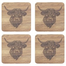 Highland Kuh Holz Untersetzer