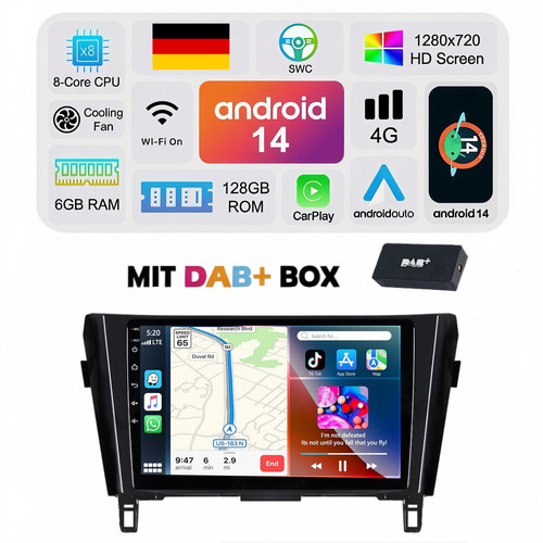 Dab 128g android carplay - dab+, 6+128g