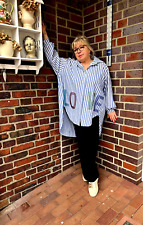 Damen Streifen Hemd-Bluse