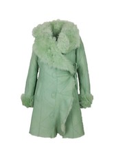 Damenjacke Felljacke Lammfelljacke Kapuze  NEU Winterjacke Lindgrün