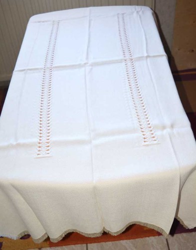 Tischdecke creme mischgewebe - tischdecke,
