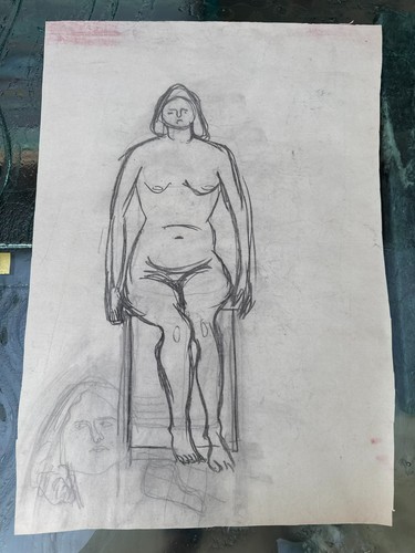 Akt zeichnung kohle auf papier - akt,