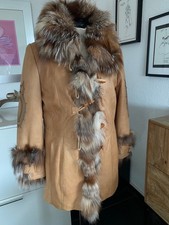Edel Nappa Ledermantel Jacke Raccoon Echtfell Pelz Kragen - Versand kostenlos