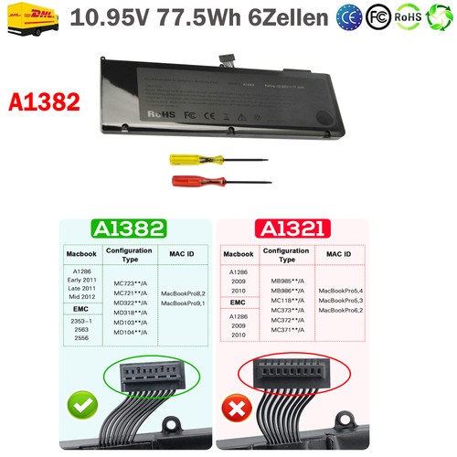 A1382 a1286 akku für apple - akku,
