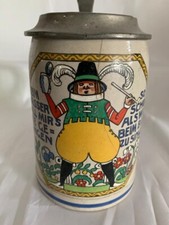 Jugendstil 0,5 L Bierkrug Steinzeug Bier Franz Ringer Marzi & Remy um 1910