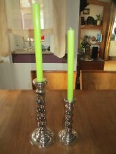 2 moderne Kerzenleuchter Metall silberfarben gedreht Stil h 31/22 Fuß 12,5/10 cm