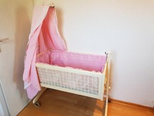 Leipold Babywiege vintage Stubenwagen, Babybett antik 50er / 60er Jahre + Himmel
