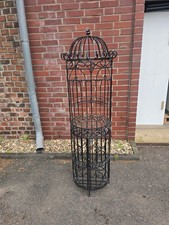 Hoher Eisen-Weinständer / Flaschenregal mit Glaseinlagen – Schwarz – 180 cm