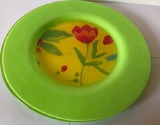 Dibbern Glas Platzteller mit Tulpe, grün/ gelb, 34 cm