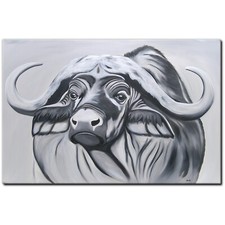 ORIGINAL Acryl Bild Gemälde Büffel Abstrakt Malerei Kunst Modern Tier HANDGEMALT