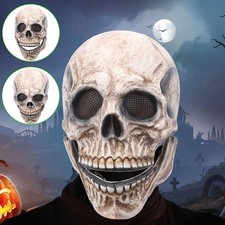 Halloween Realistische Totenkopfmaske Gruselige Skelett Maske+Beweglichem Kiefer