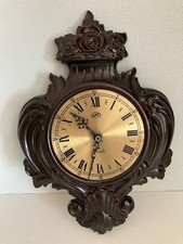 DDR Wanduhr UPG Halle Quarz Küchenuhr Retro Goldenes Messingfarben Zifferblatt