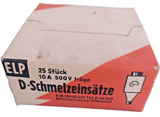 ⭐5 x  D Schmelzeinsätze E27 10A 500V träge Fa. ELP, DDR Sicherung Porzellan⭐