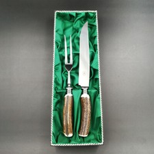 Tranchierbesteck mit Hirschhorngriff  geschmiedeter Edelstahl - Rehwappen LINDER