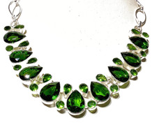 P E R I D O   T Edelstein Handgefertigt 925 Sterlingsilber Schmuck Collier.