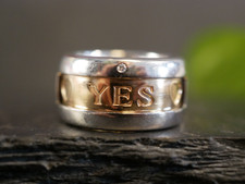 750 18 K Gold Ring WEMPE YES NO MAYBE Herz Drehbar Breit Schwer Stimmung Diamant