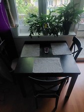 Esstisch Zum Ausziehen In Schwarz 3 Passende Stühle Aus Holz