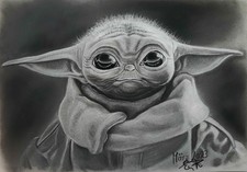 Grogu Kohlezeichnung 19 x 29