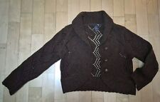 warm 🍁 dunkelbraun 52 % Wolle H&M Strick Cardigan Jacke XS 34 Grobstrick