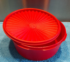TUPPERWARE *  RETRO KEKSDOSE * ROT MIT SONNENDECKEL *