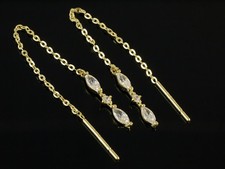 333 Gold Durchzieher 8 Karat Gelgold 63 mm lang Zirkonia Motiv 12 mm 1 Paar