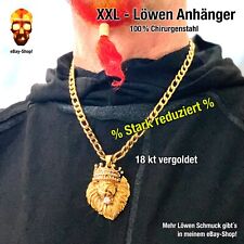 1 Löwe Anhänger 18 kt vergoldet Halskette Edelstahl Löwenkopf Herren Hip Hop 6