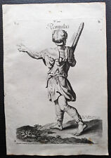 Romulus, Original Kupferstich, ca. 1760, römische Mythologie, Roma