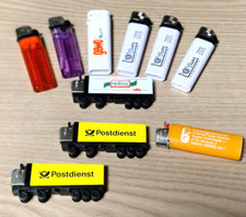 10 mal Feuerzeug - teils mit Werbung - 3 Lastwagen - teils voll - teils leer