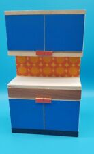 Bodo Hennig Schrank 70 er J. Küche blau/ Orange Holz Puppenstube Puppenhaus 1:12