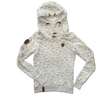 Naketano Kapuzenpullover Hoodie Kapuzensweater Gr. S, Papierschiffchen grau-weiß