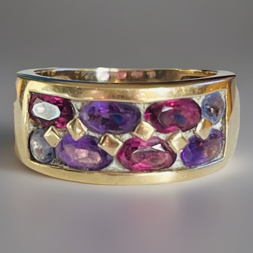 Gold amethyst granat ring - kt,