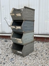 4x Lager Sichtbox Blech Box Metall Blechbox ca 38x25x20 Werkstatt Loft Vintage