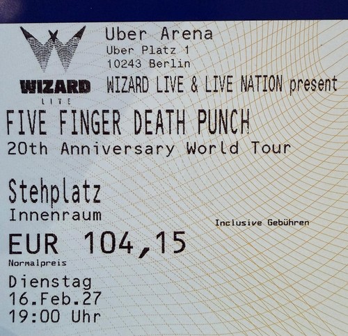 Tickets five finger death - tickets,