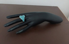 ☆Jenny Elvers moderner Herzring mit türkisen Swarovski-Kristallen Gr. 18, neu!☆